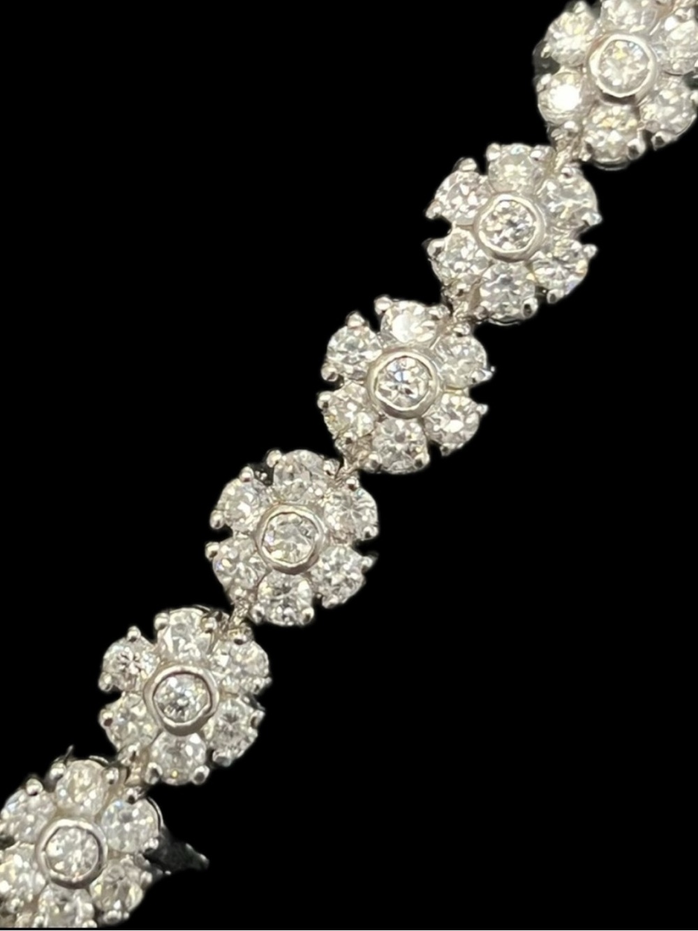 New Flower floral CZ cubic zirconia ladies line tennis statement bracelet silver
